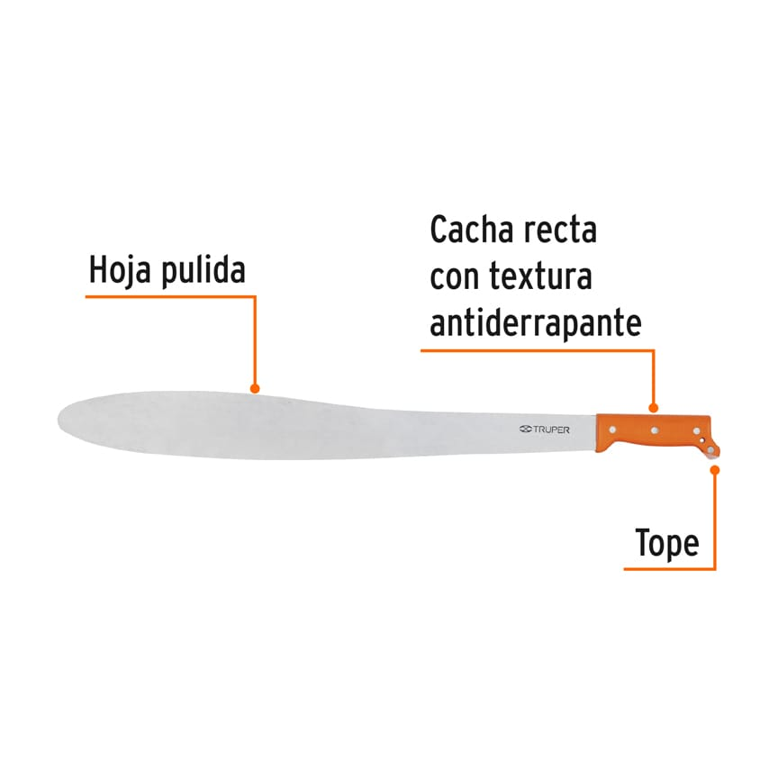 Machete Caguayano 24" cacha naranja remachada
