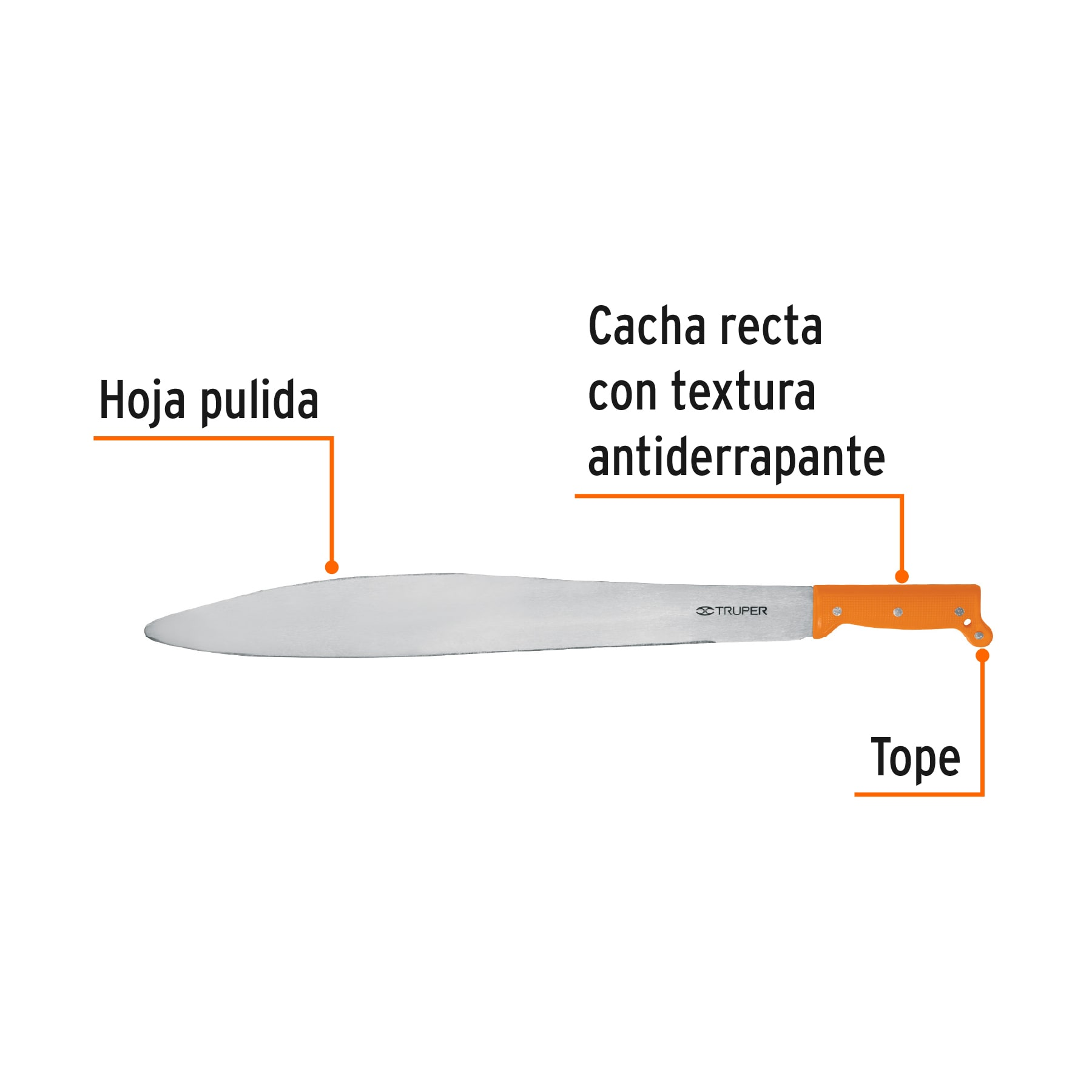 Machete acapulqueño, 22" cacha naranja