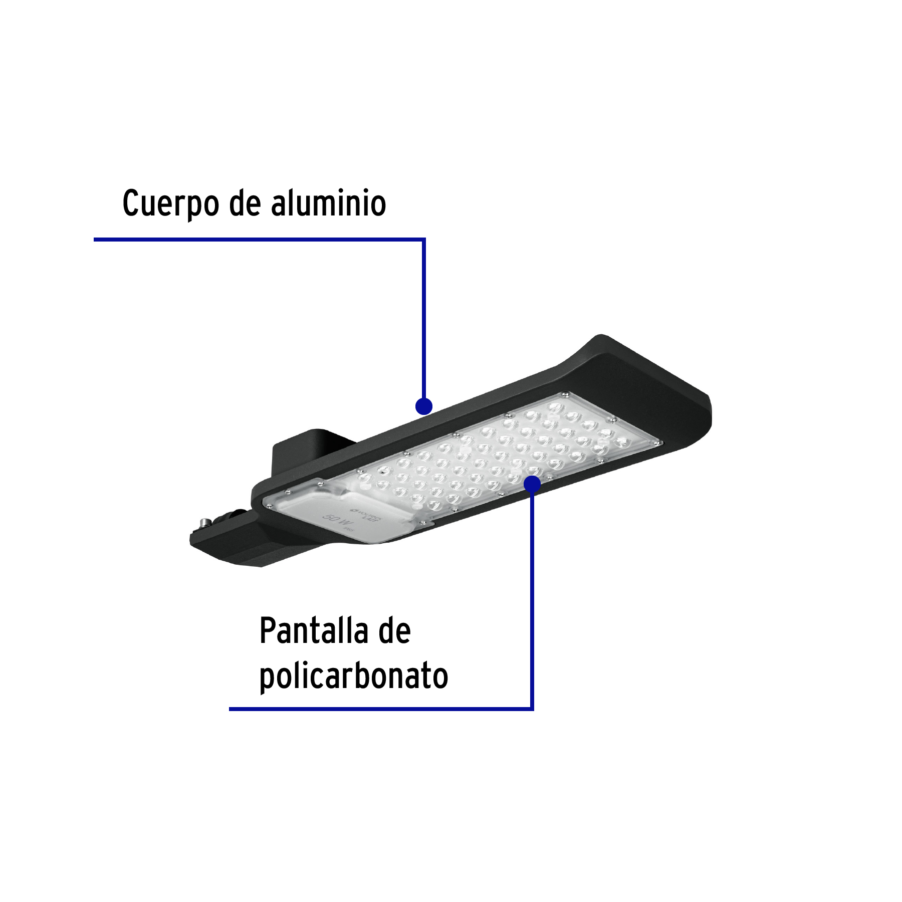 Luminario suburbano de LED, plano, de aluminio, 50 W