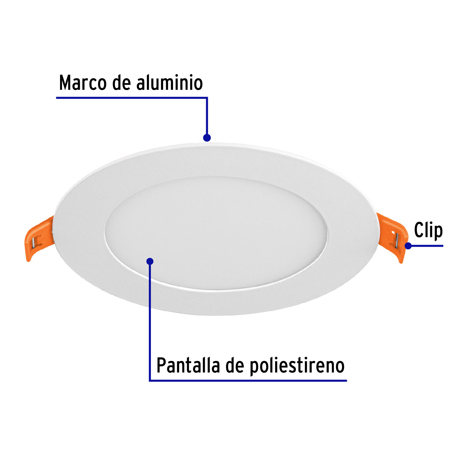 Luminario led slim de empotrar redondo, 6500K, 6W