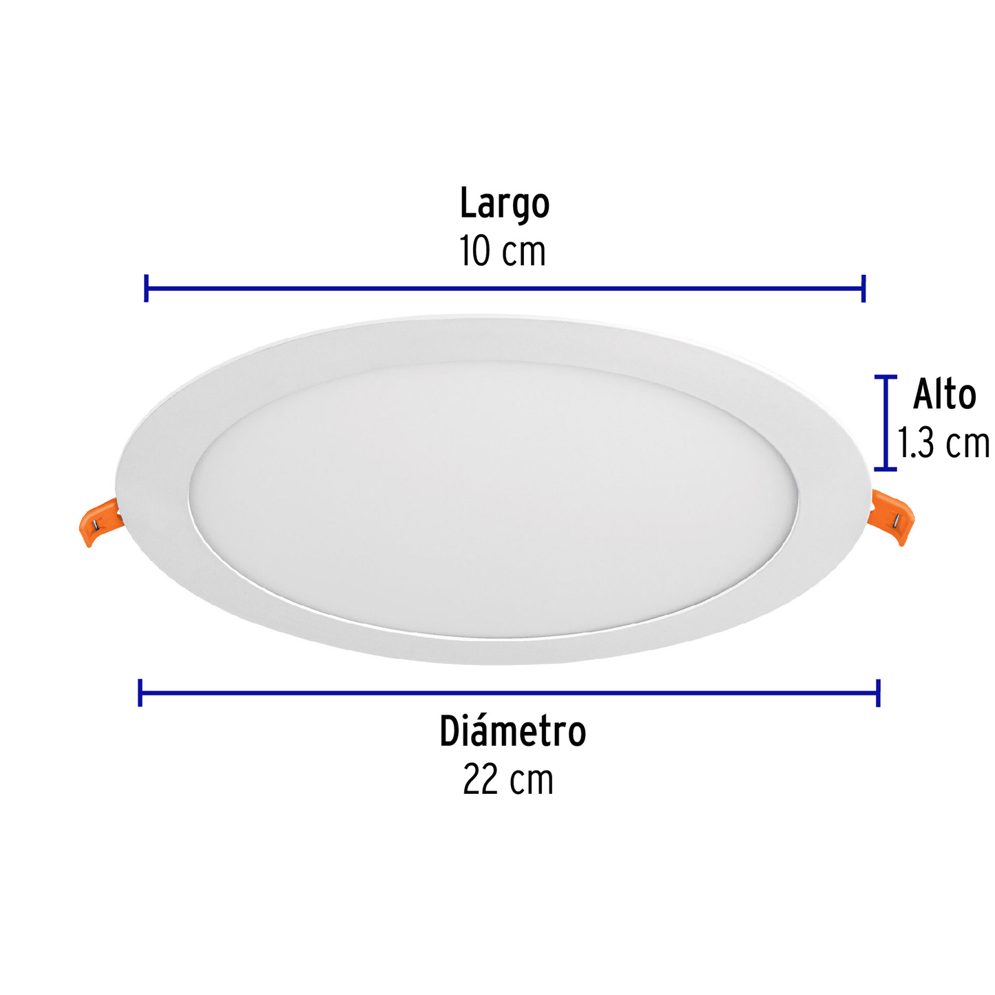 Luminario led slim de empotrar redondo, 6500K, 18W