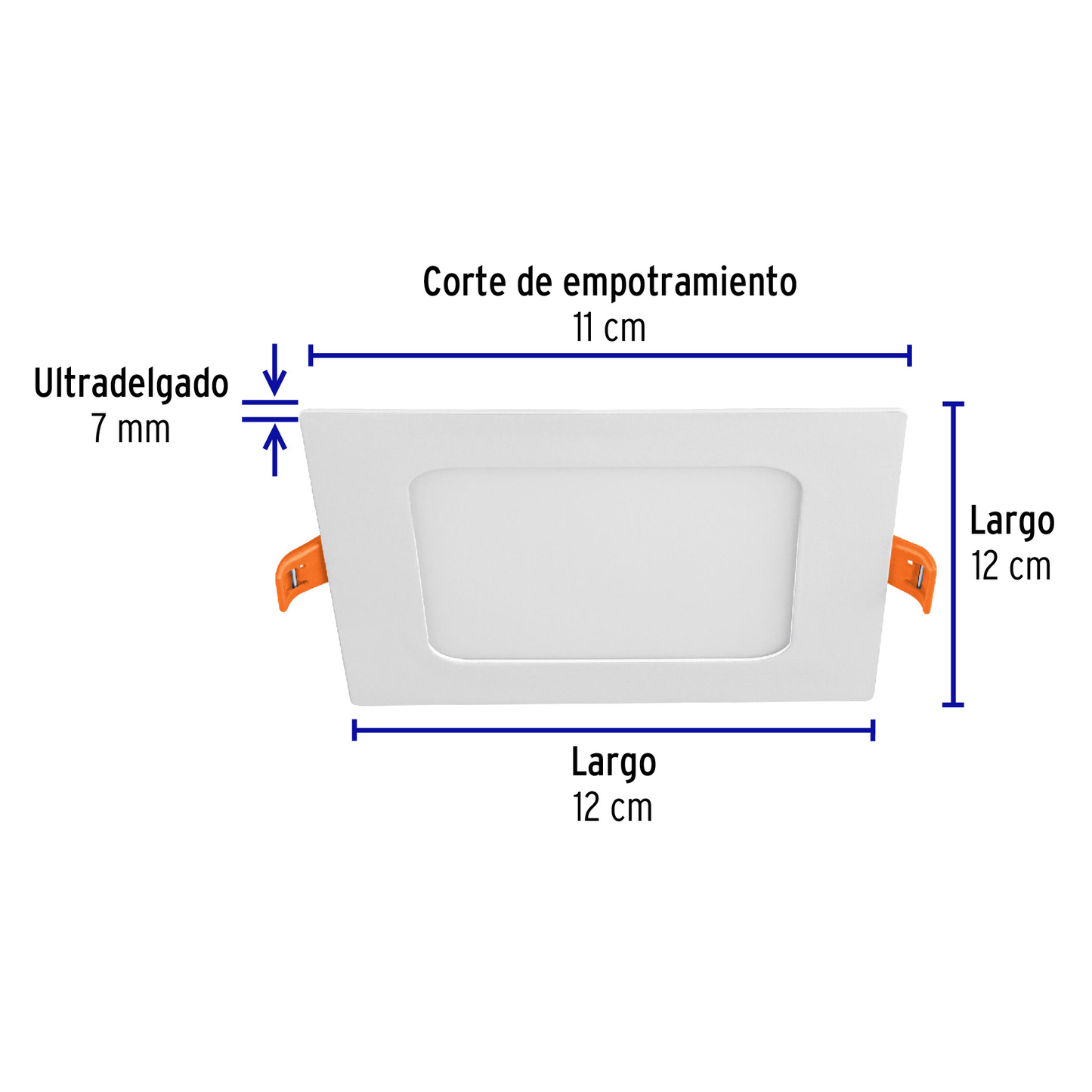 Luminario led slim de empotrar cuadrado, 6500K, 6W