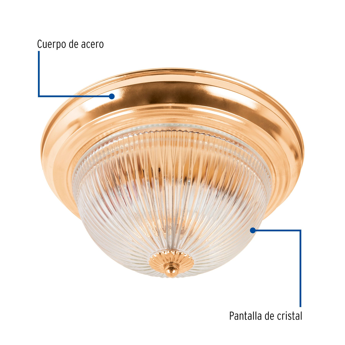 Luminario decorativo latonado, 2X, E26.