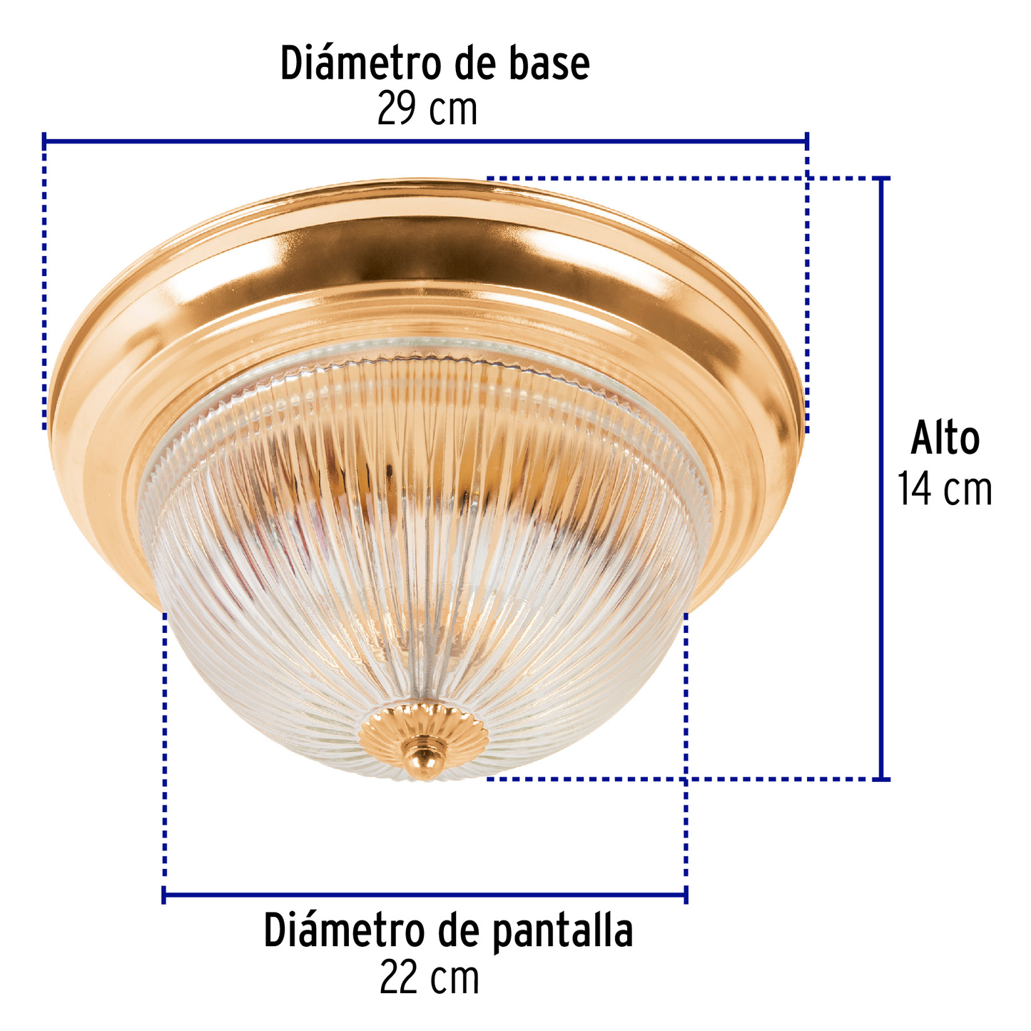 Luminario decorativo latonado, 2X, E26.