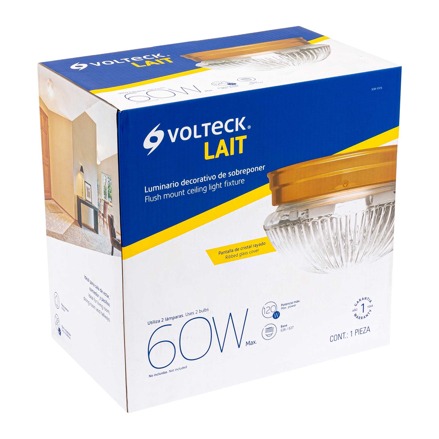 Luminario decorativo latonado, 2X, E26