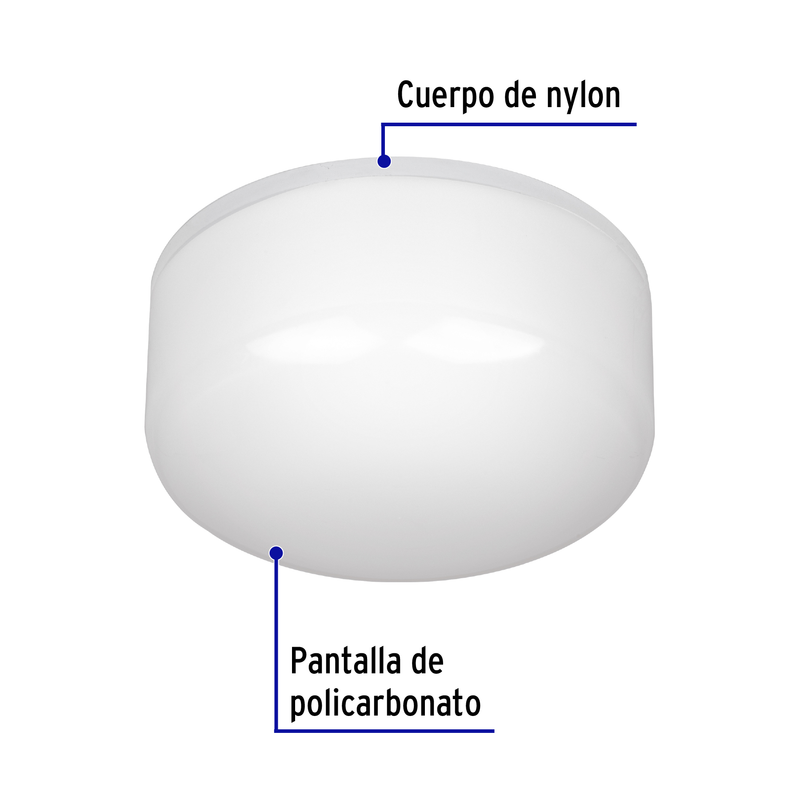 Luminario de LED 15 W tipo plafón, base E26, luz de día