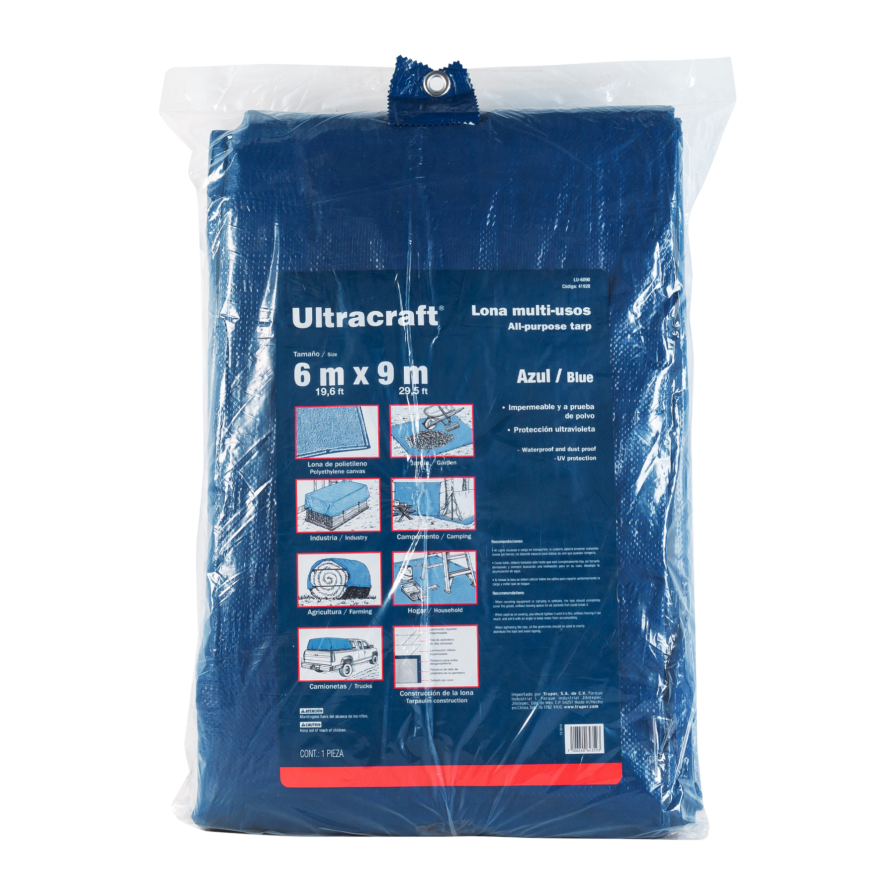 Lona 6.0 x 9.0 m, azul, Ultra