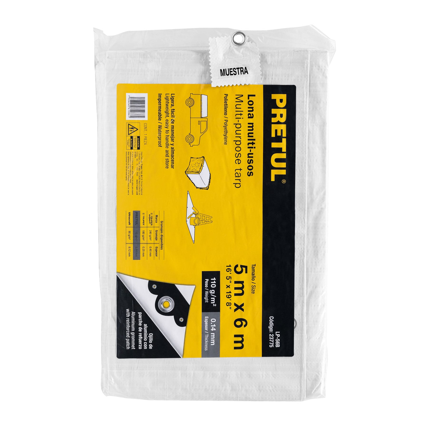 Lona 5 x 6 m, blanca, Pretul