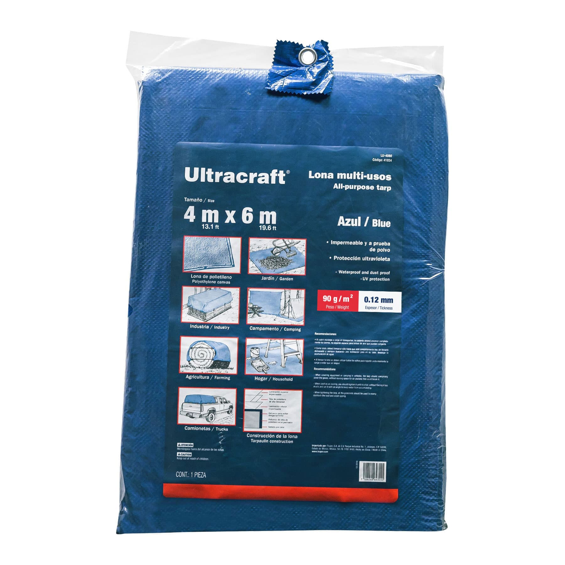 Lona 4.0 x 6.0 m, azul, Ultra