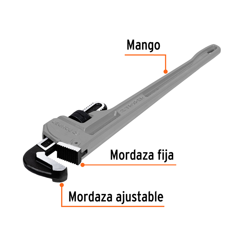 Llave para tubo, stilson, de aluminio, 24"