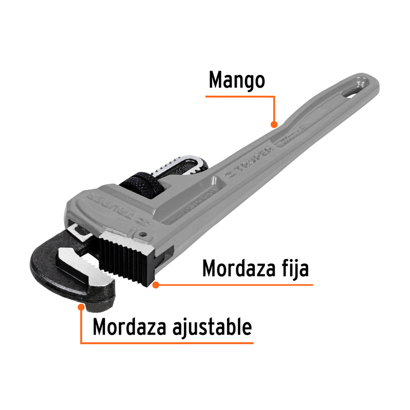 Llave para tubo, stilson, de aluminio, 12"