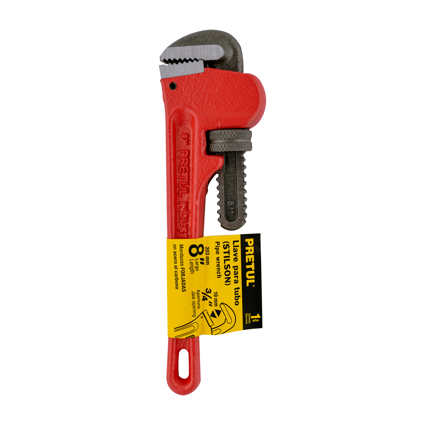 Llave para tubo, stilson, 8", pretul
