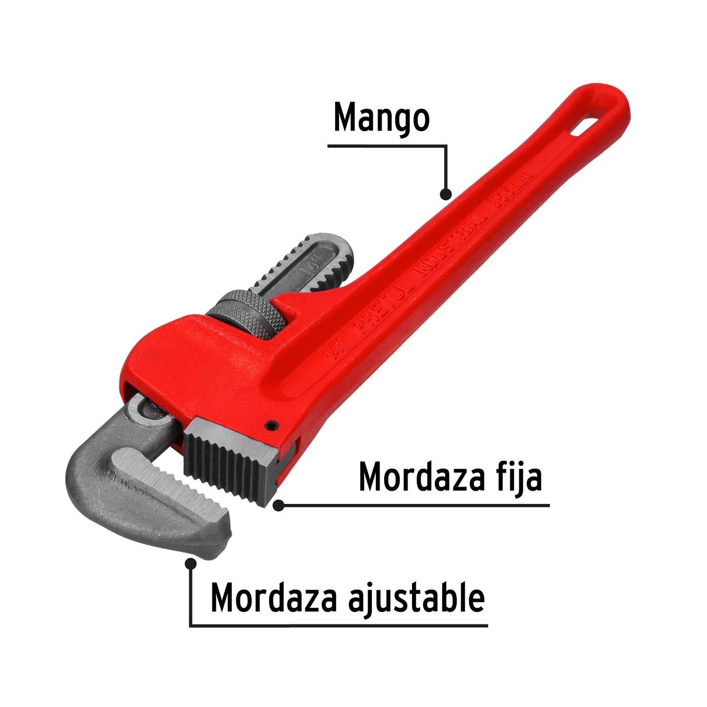 Llave para tubo, stilson, 14", pretul