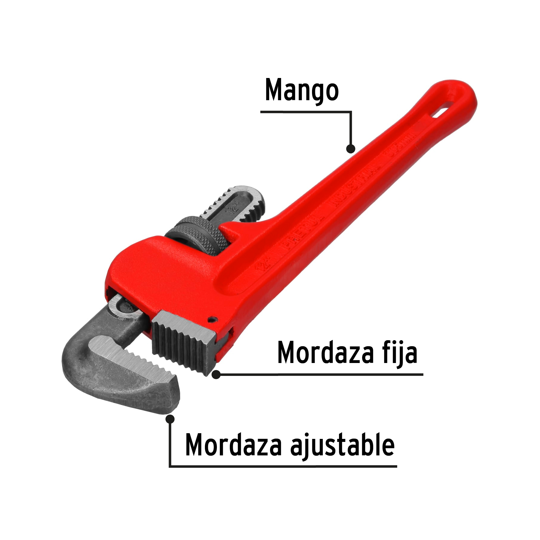 Llave para tubo, stilson, 12", pretul