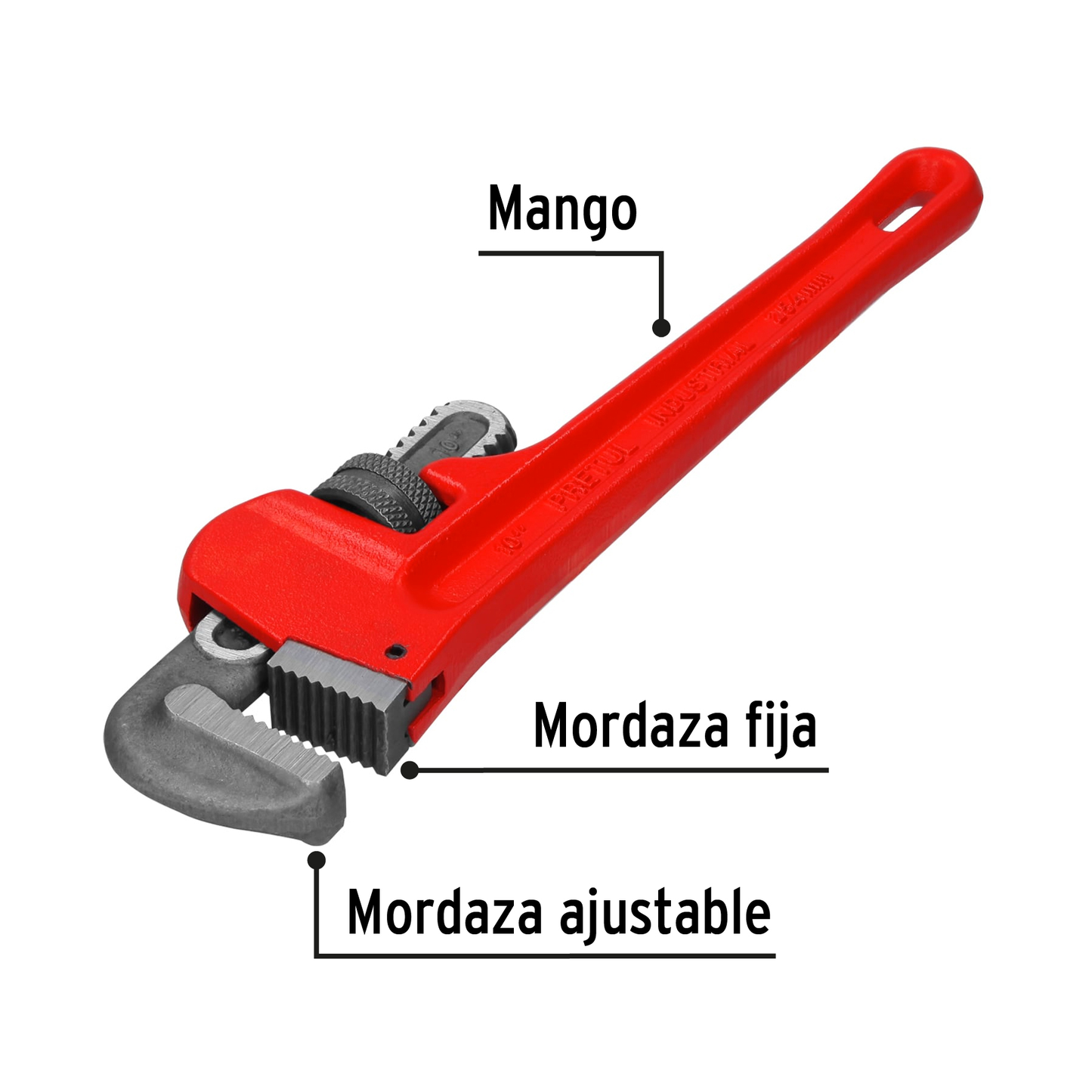 Llave para tubo, stilson, 10", pretul