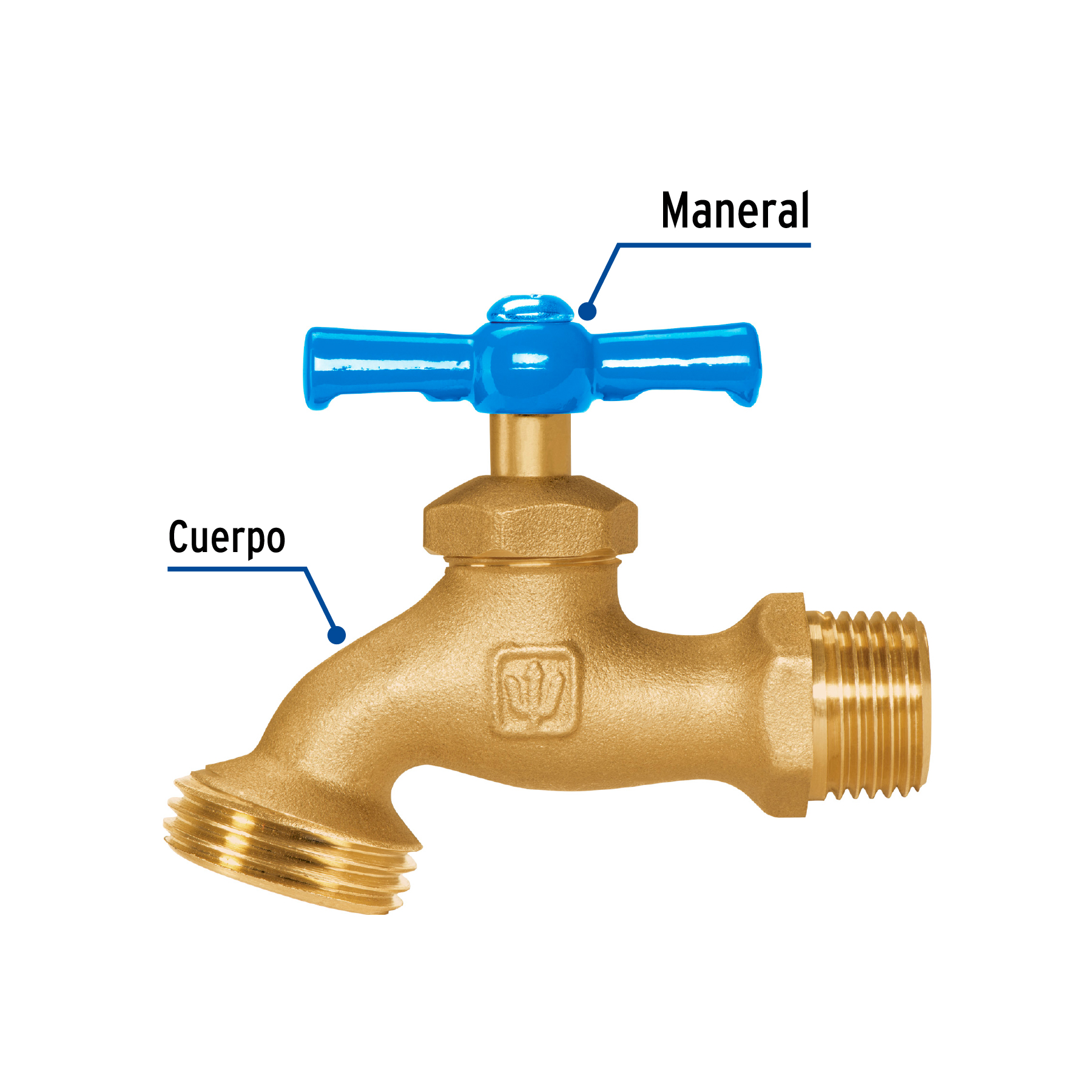 Llave para manguera, de latón, 140 gr, entrada 1/2", Foset