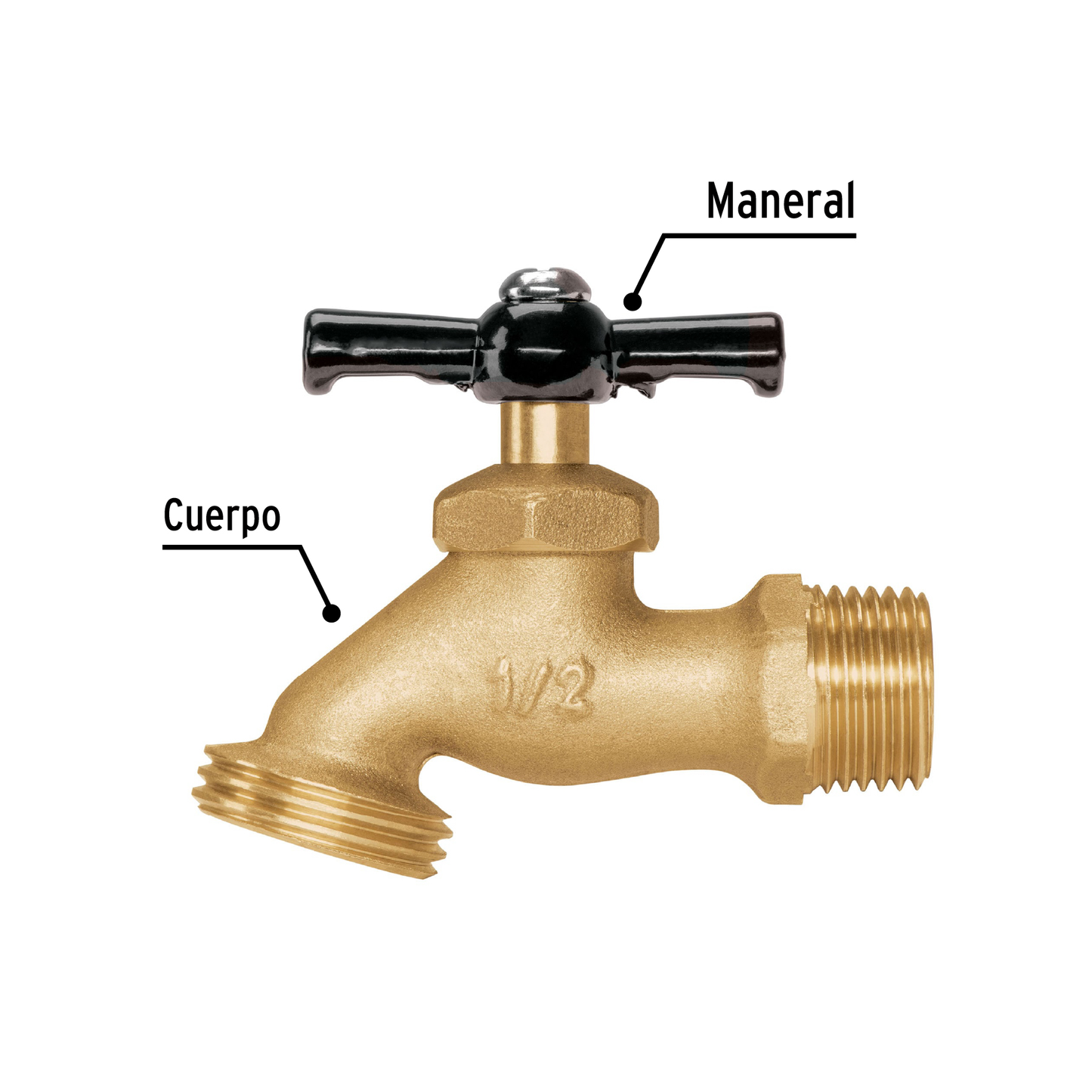 Llave para manguera, de latón 1/2"", 100 g, Pretul