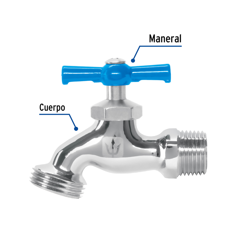 Llave para manguera, cromada, 130 gr, entrada 1/2", Foset