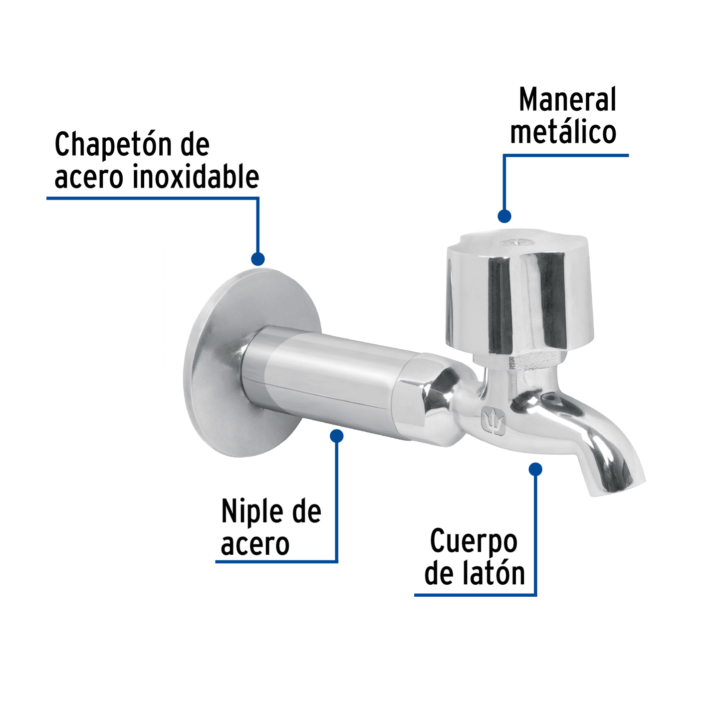 Llave para fregadero con niple y chapetón, Basic