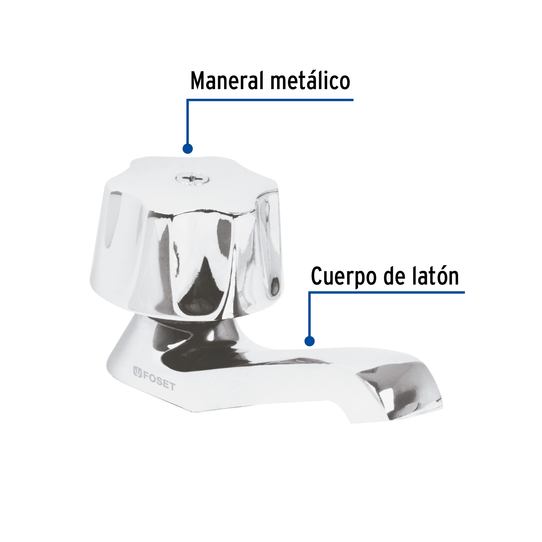 Llave individual para lavabo, metálica, hexagonal, Basic