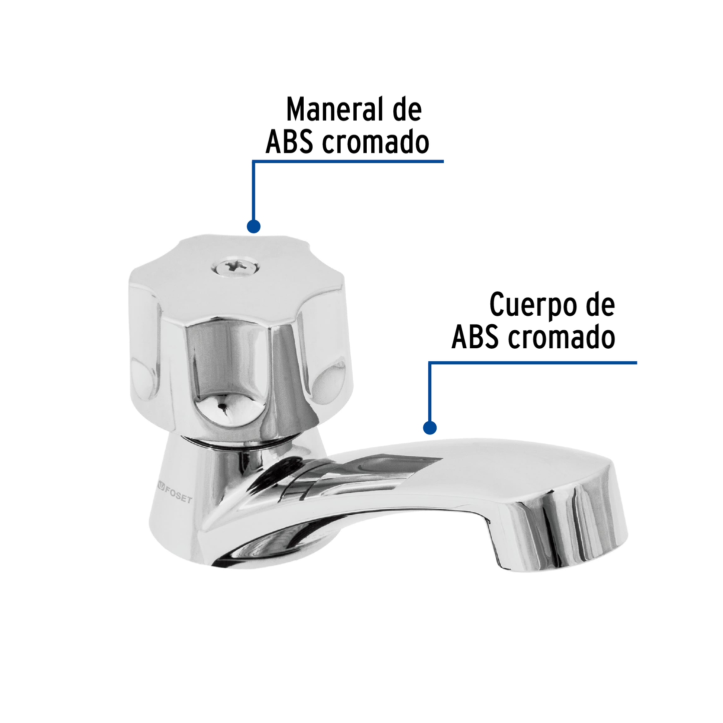 Llave individual para lavabo, ABS, maneral hexagonal, Basic