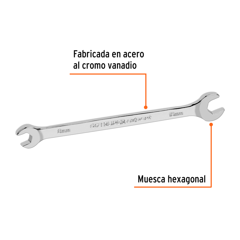 Llave española, milimétrica, 8 x 10 x 117 mm