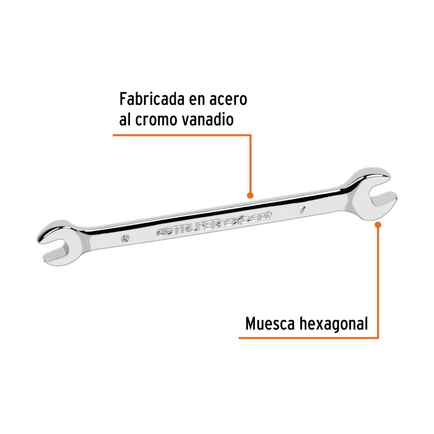 Llave española, milimétrica, 6 x 7 x 105 mm