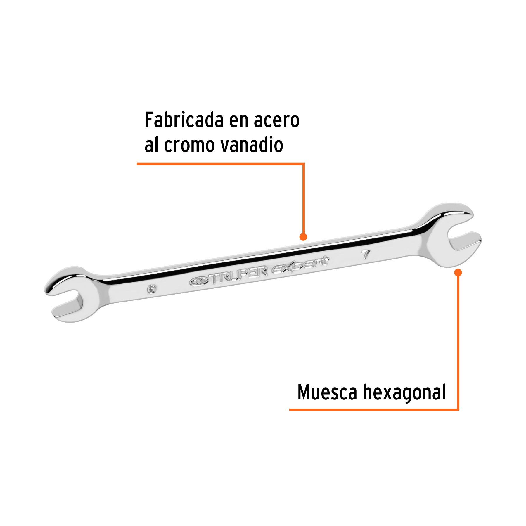 Llave española, milimétrica, 6 x 7 x 105 mm