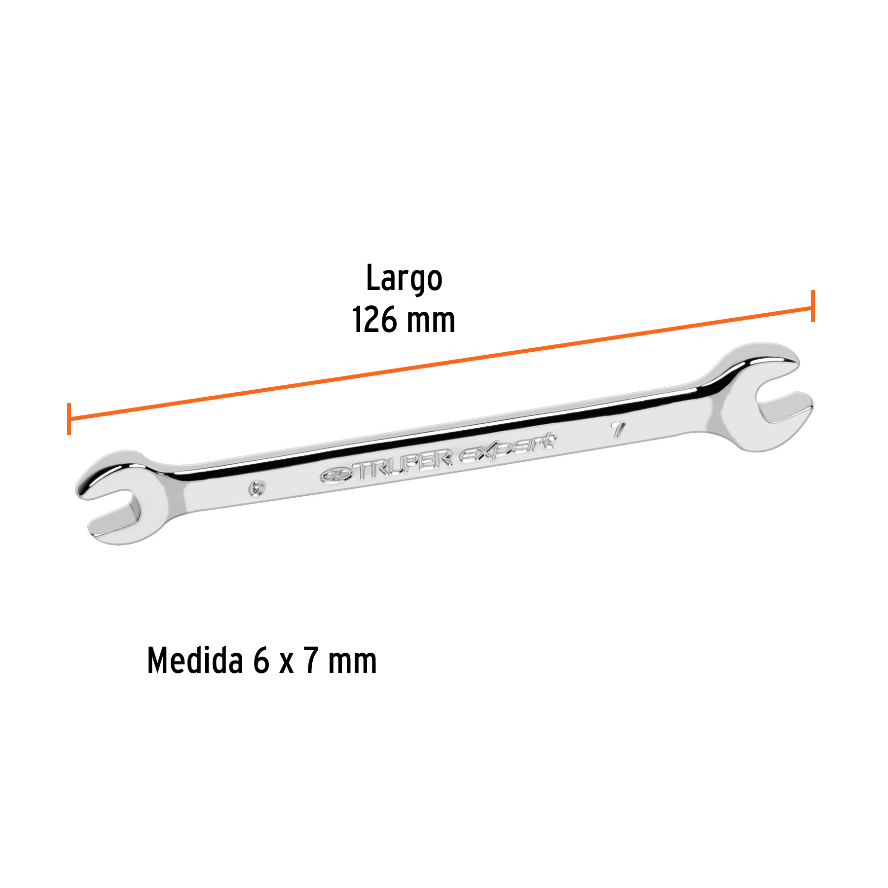 Llave española, milimétrica, 6 x 7 x 105 mm