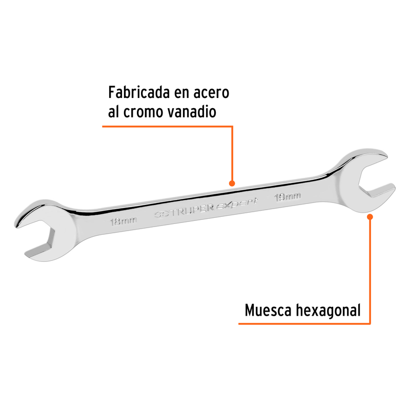 Llave española, milimétrica, 18 x 19 x 197 mm