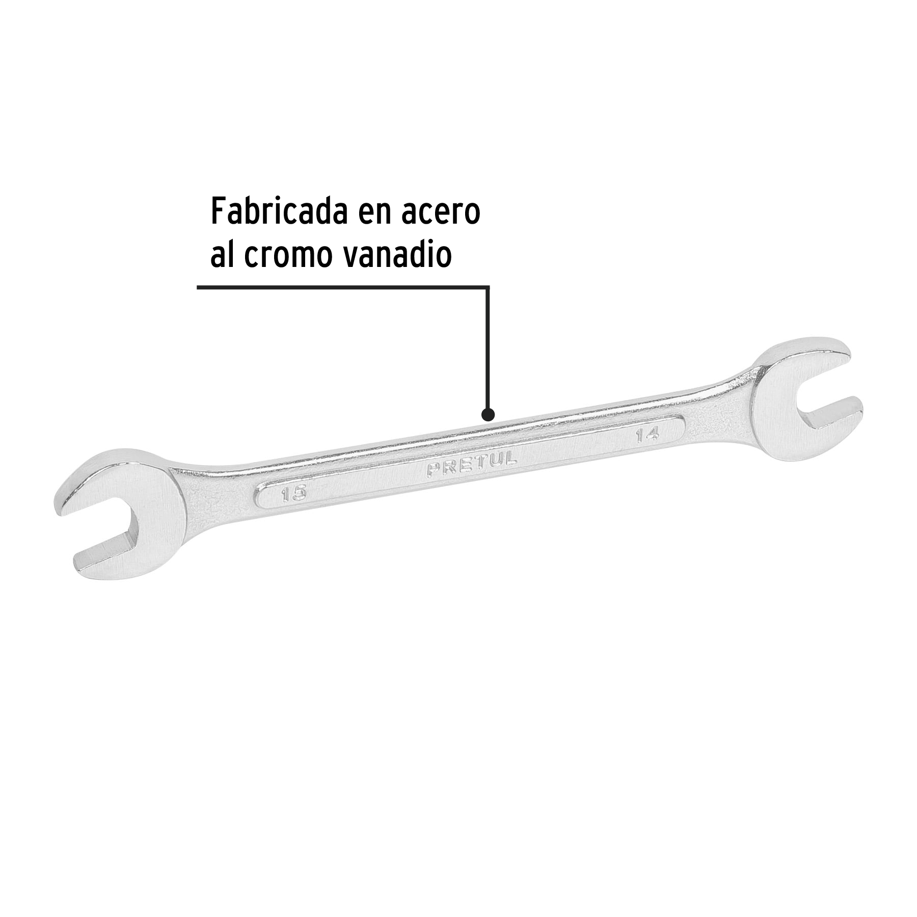 Llave española, milimétrica, 14 x 15 x 185 mm, pretul