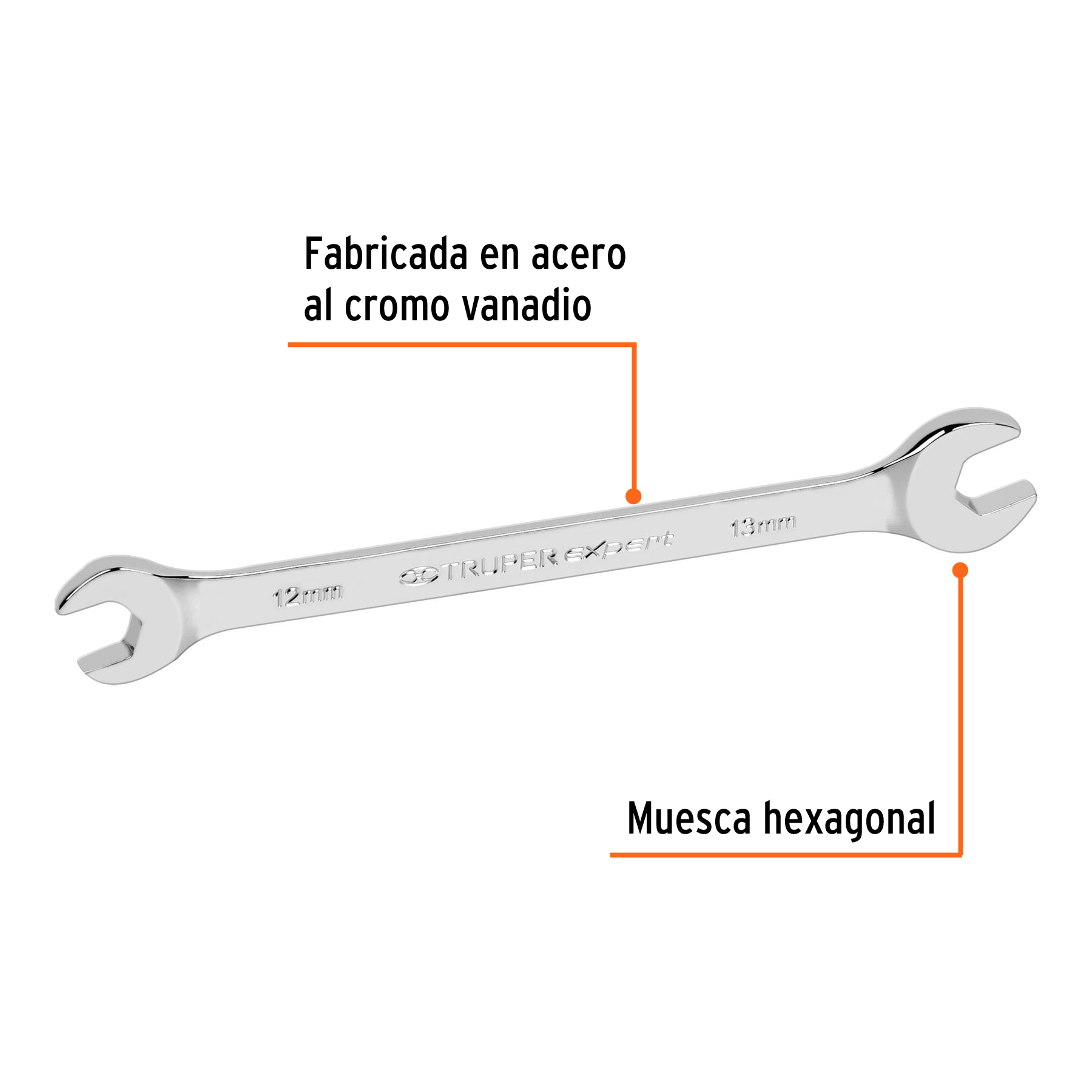 Llave española, milimétrica, 12 x 13 x 147 mm