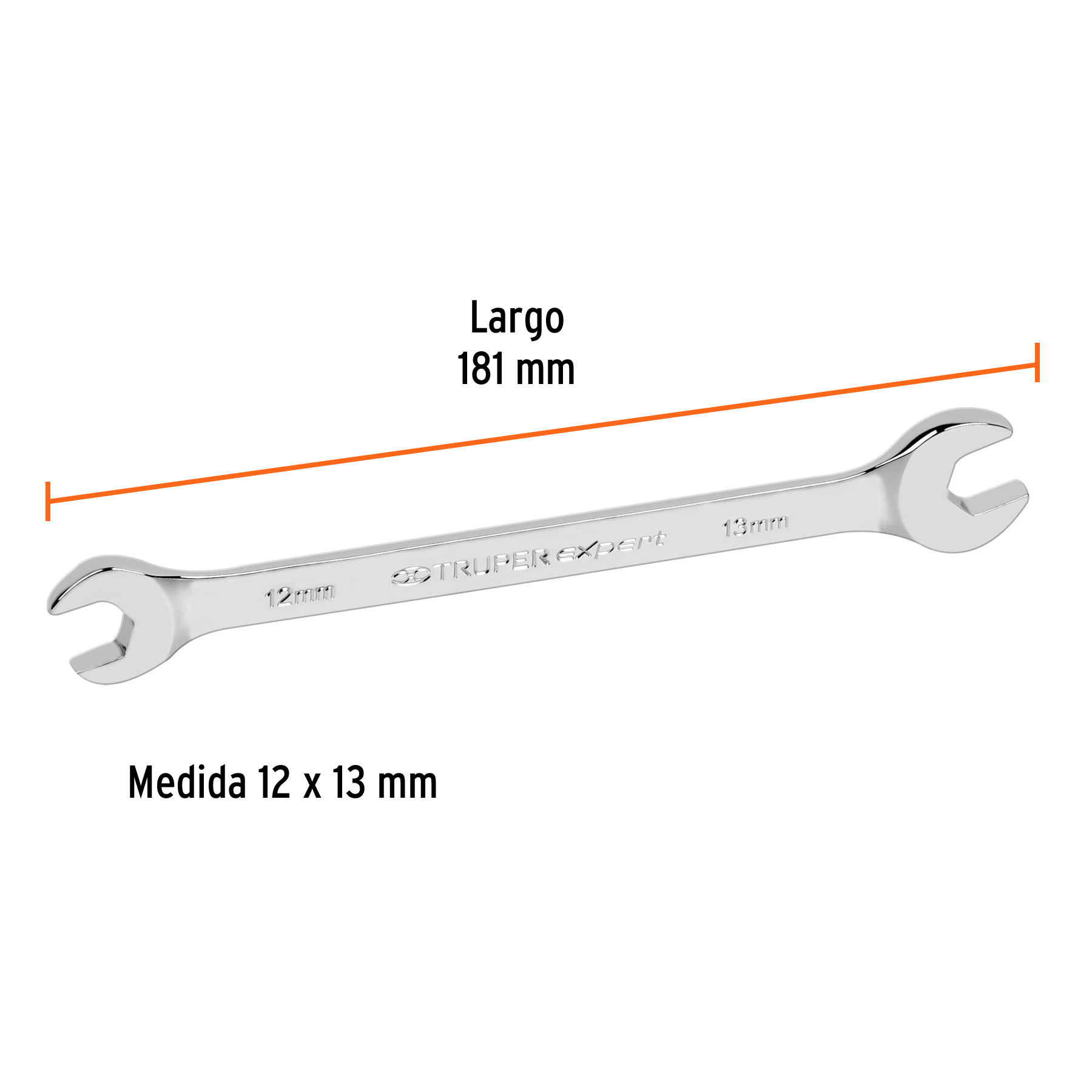 Llave española, milimétrica, 12 x 13 x 147 mm