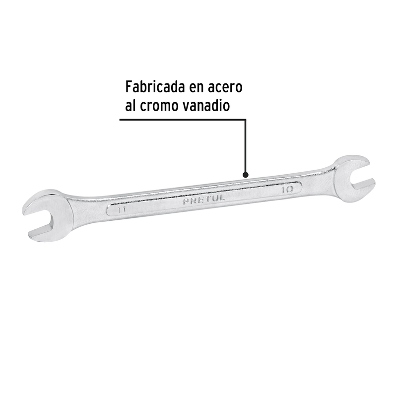 Llave española, milimétrica, 10 x 11 x 157 mm, pretul