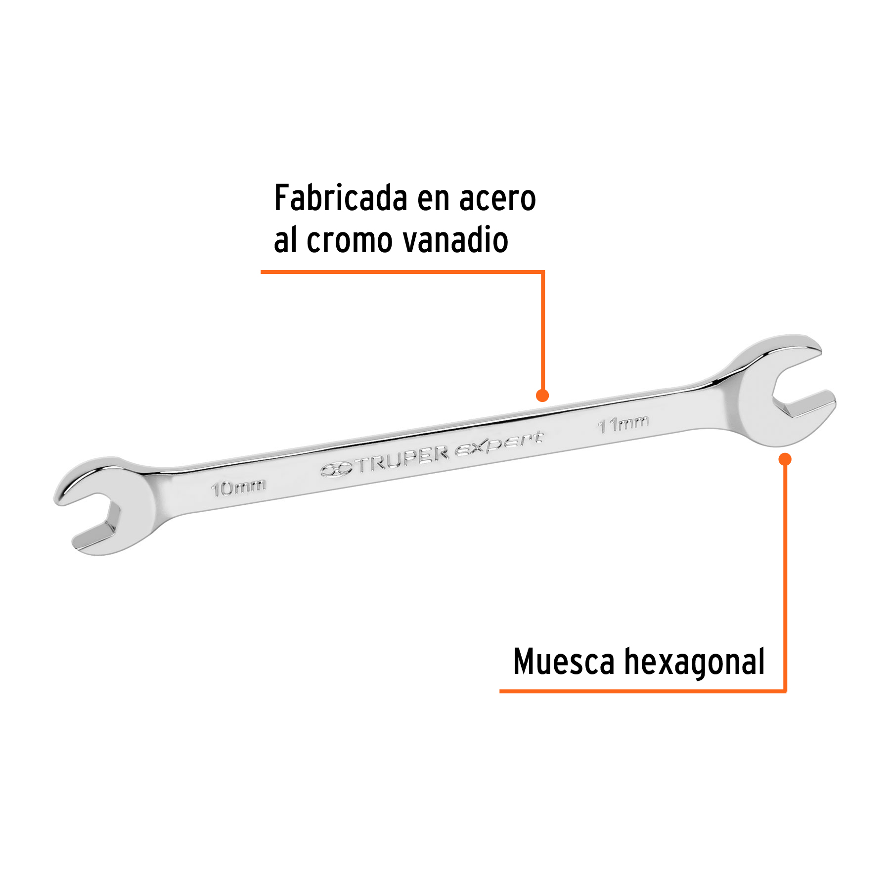Llave española, milimétrica, 10 x 11 x 137 mm