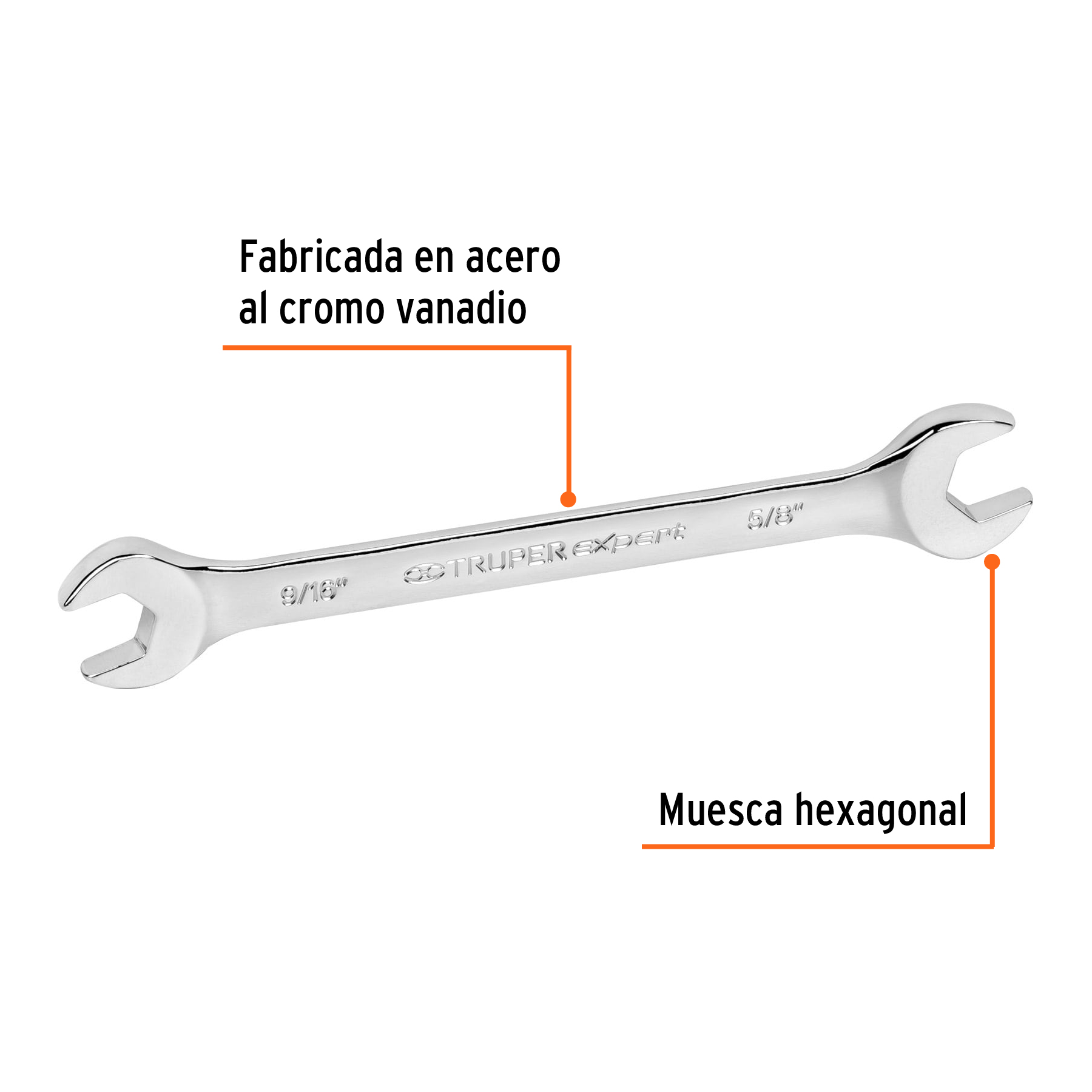 Llave española, 9/16 x 5/8" x 167 mm