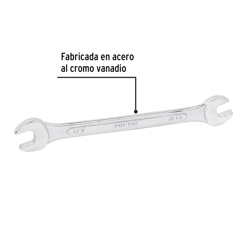 Llave española, 7/16 x 1/2" x 172 mm, pretul