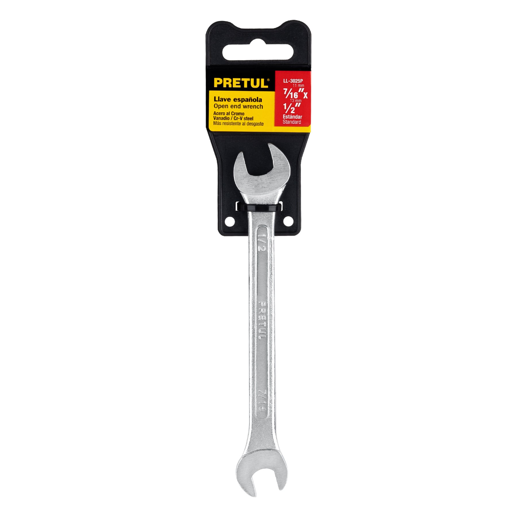 Llave española, 7/16 x 1/2" x 172 mm, pretul