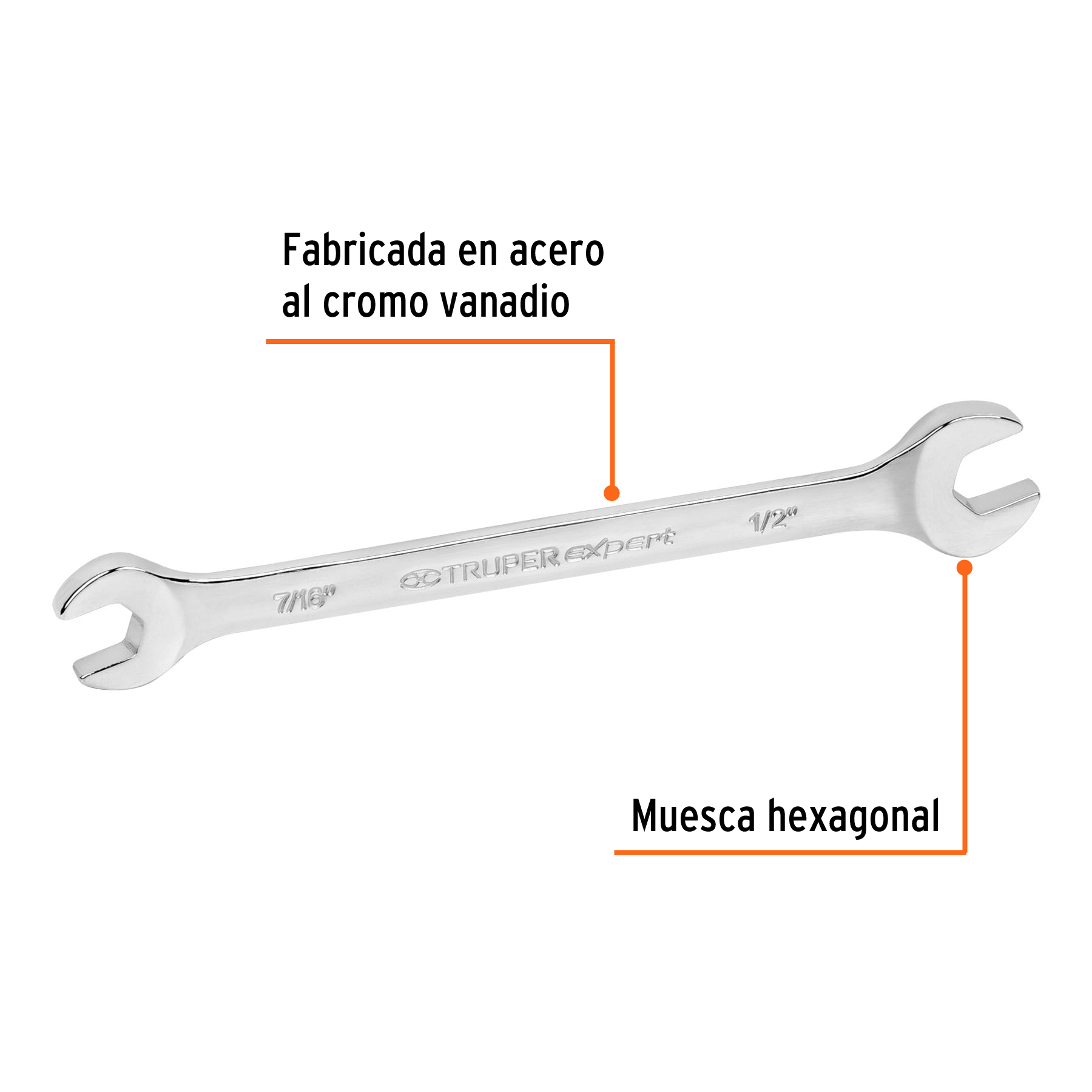 Llave española, 7/16 x 1/2" x 147 mm