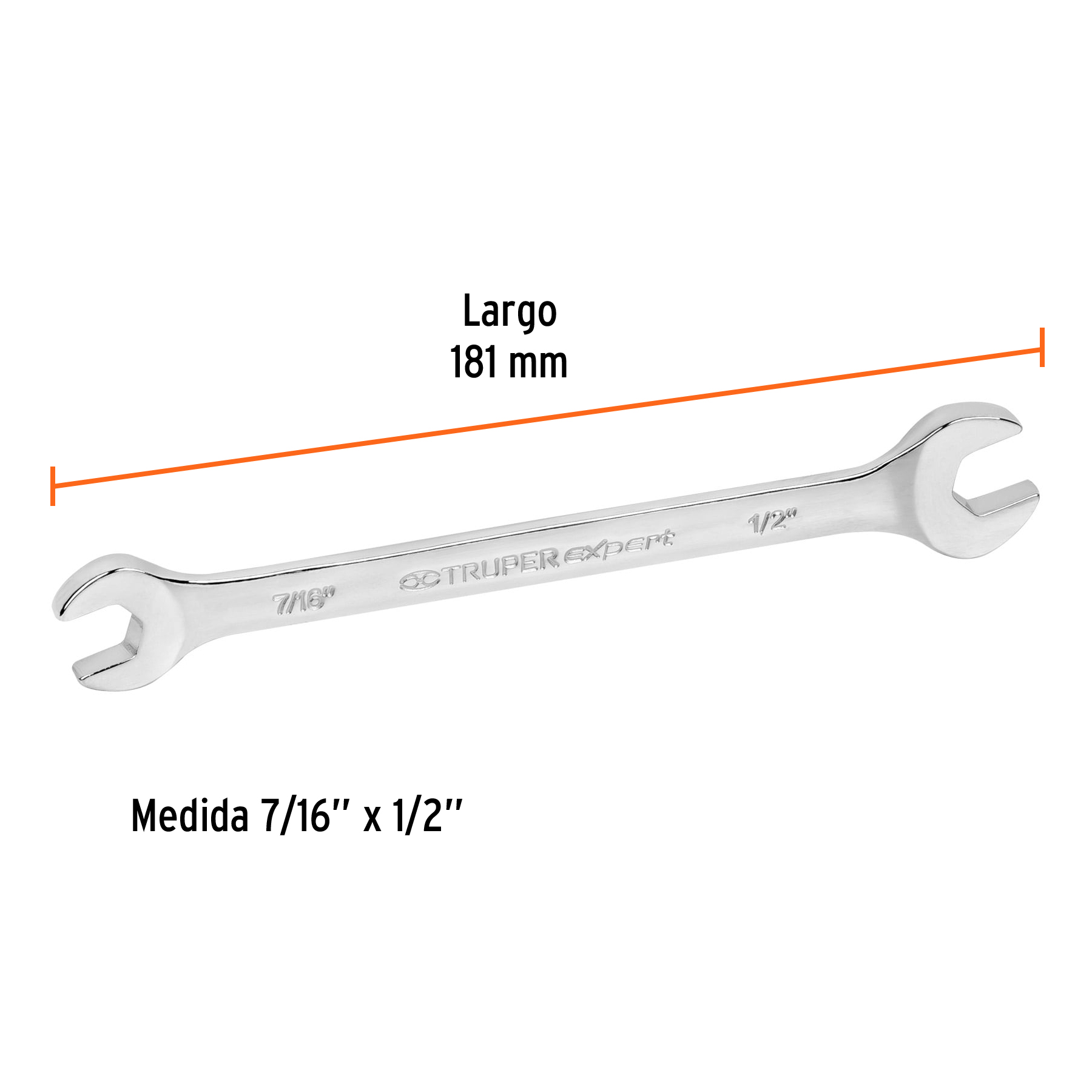 Llave española, 7/16 x 1/2" x 147 mm
