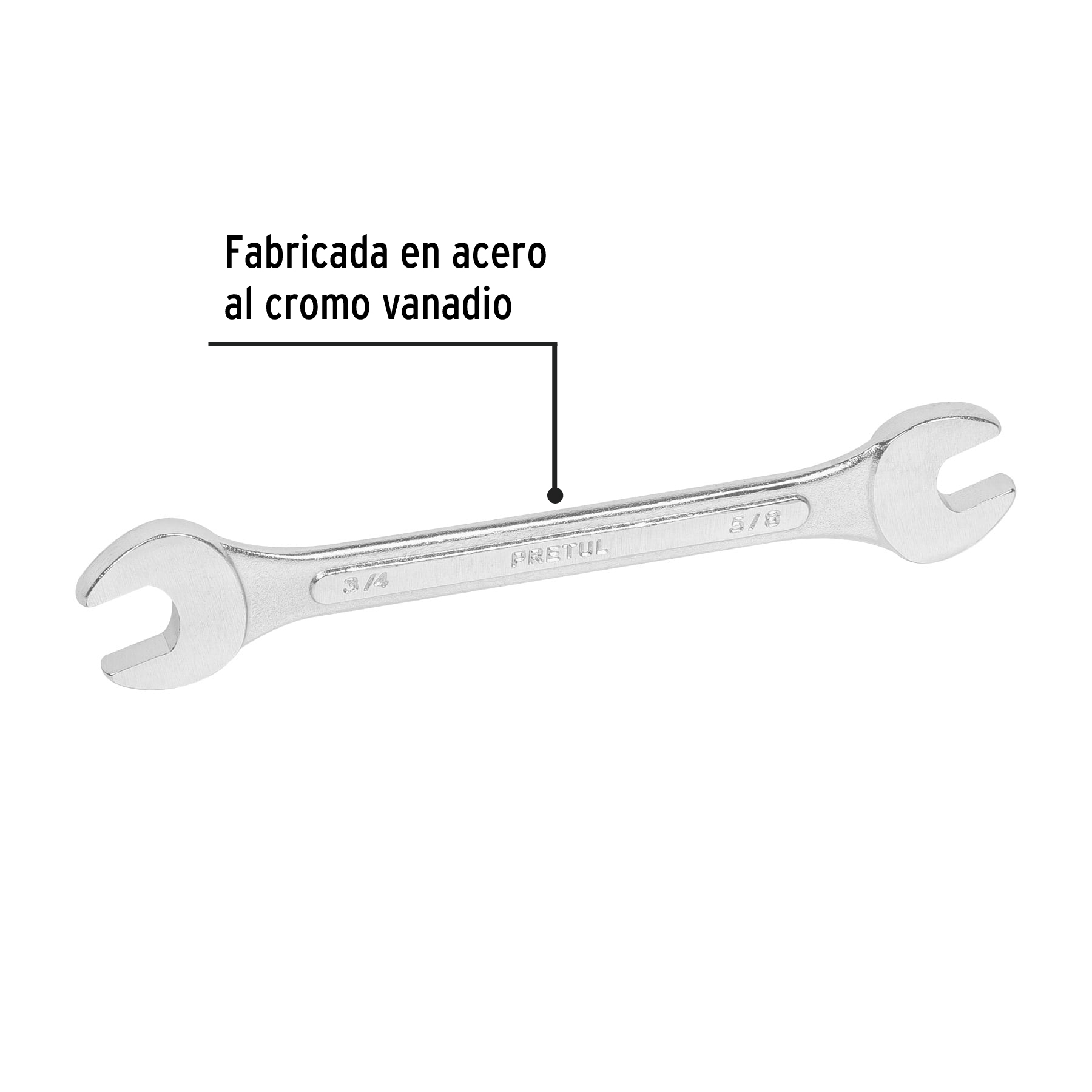 Llave española, 5/8 x 3/4" x 221 mm, pretul
