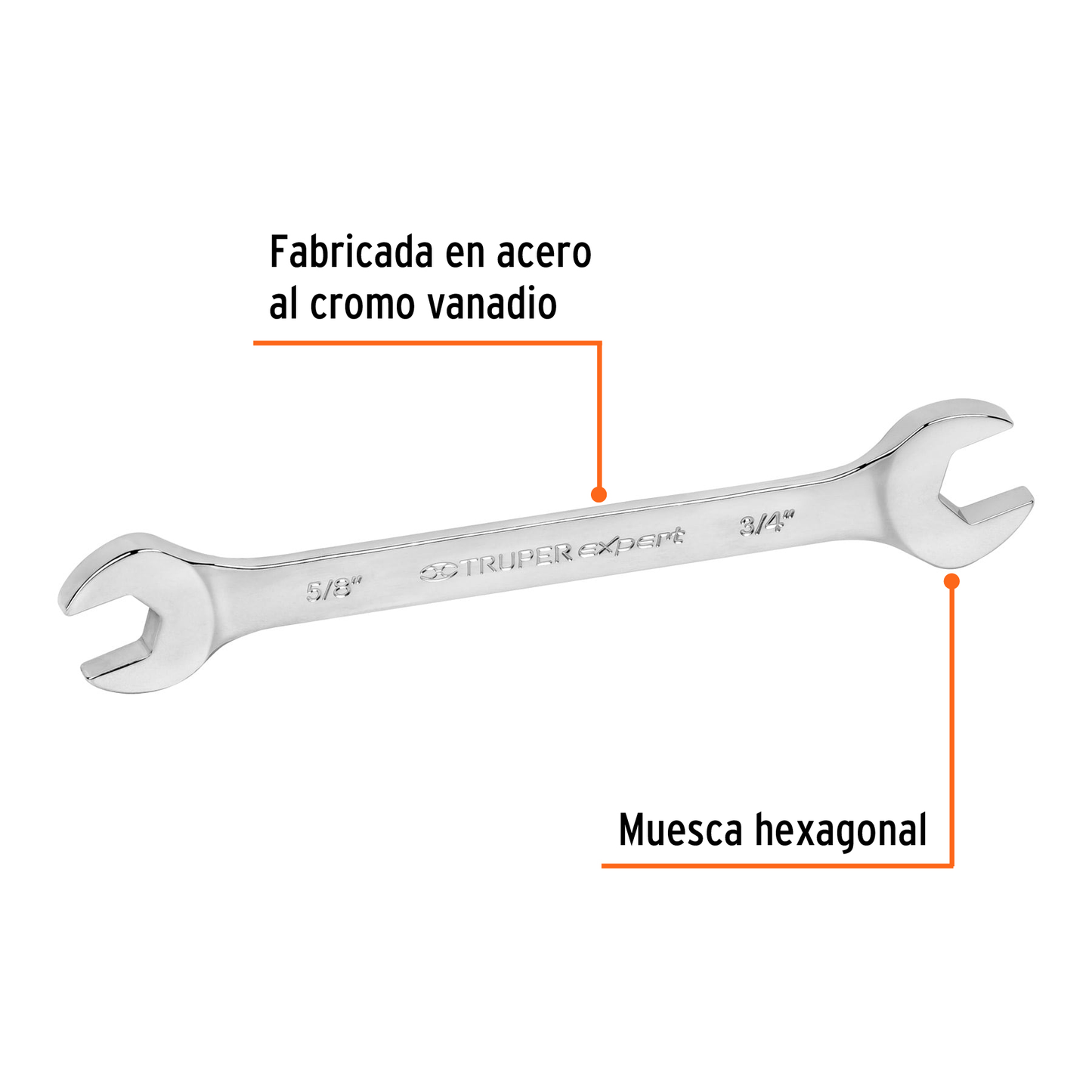 Llave española, 5/8 x 3/4" x 182 mm