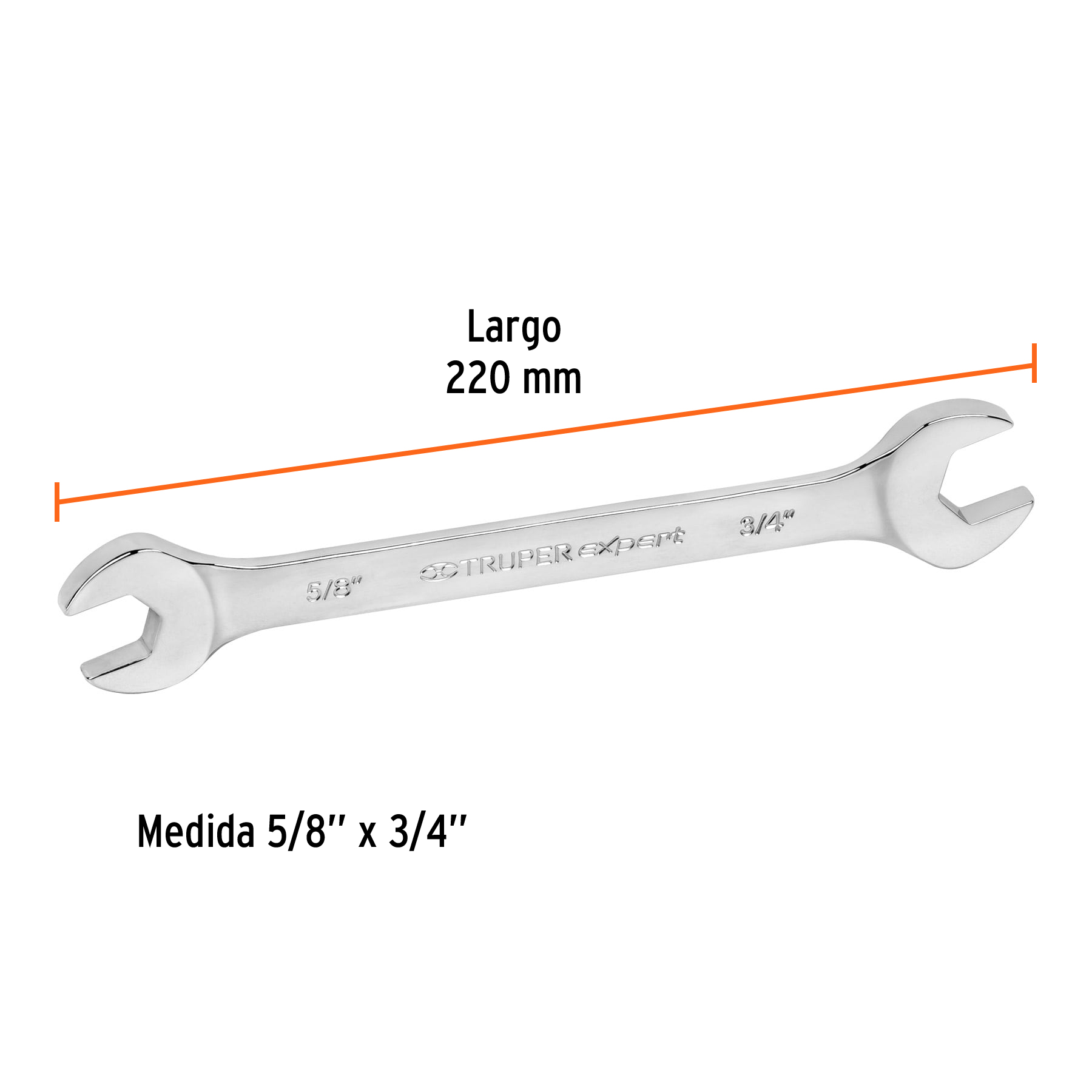 Llave española, 5/8 x 3/4" x 182 mm