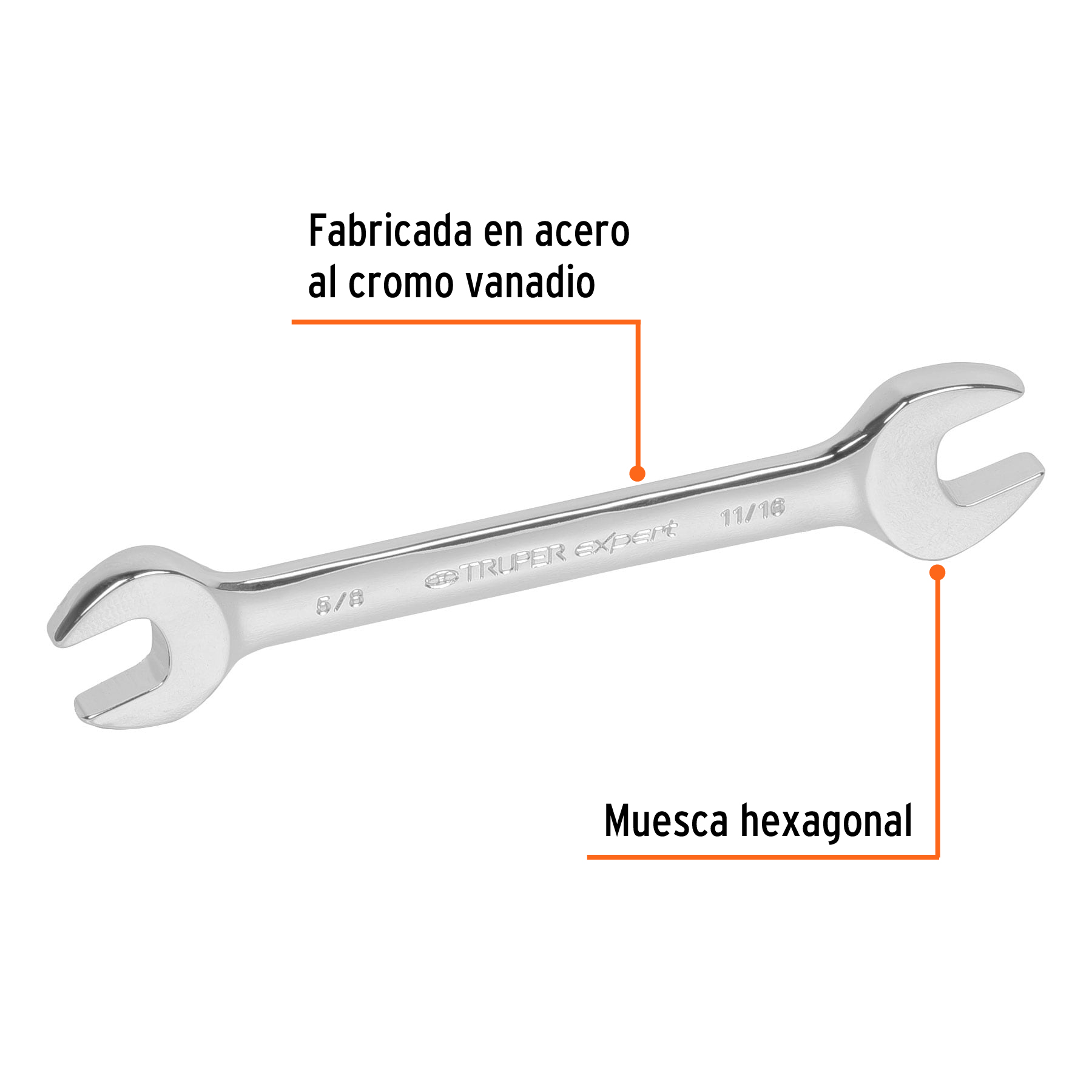 Llave española, 5/8 x 11/16" x 182 mm