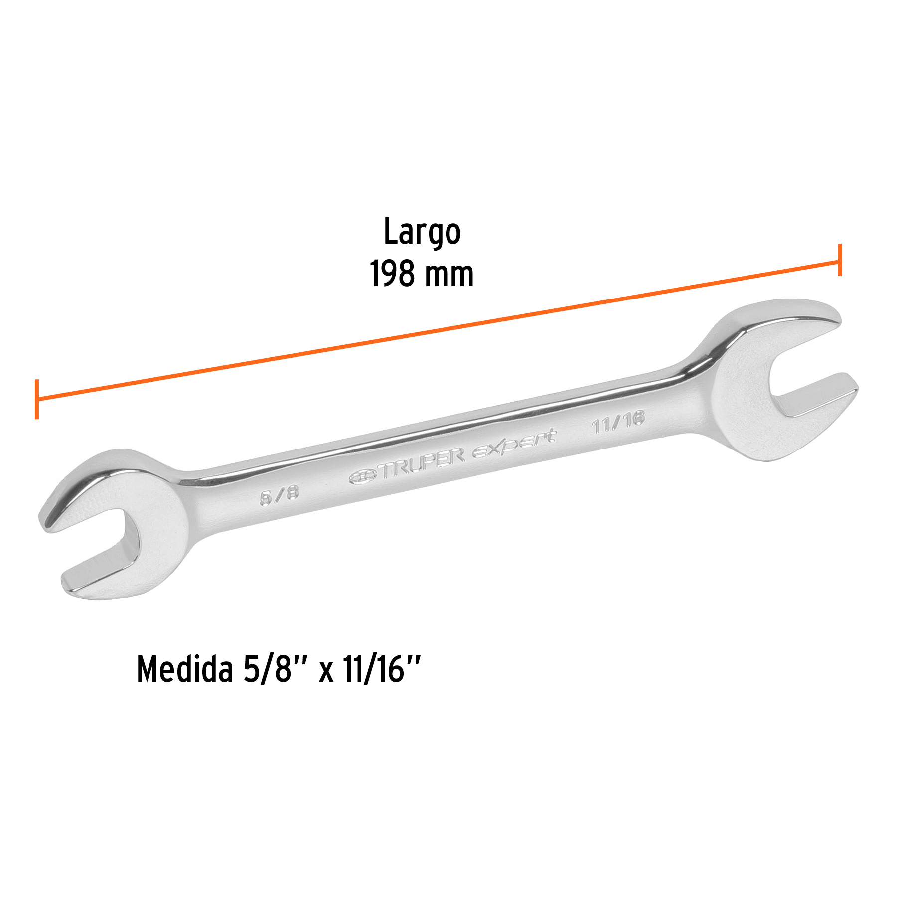 Llave española, 5/8 x 11/16" x 182 mm