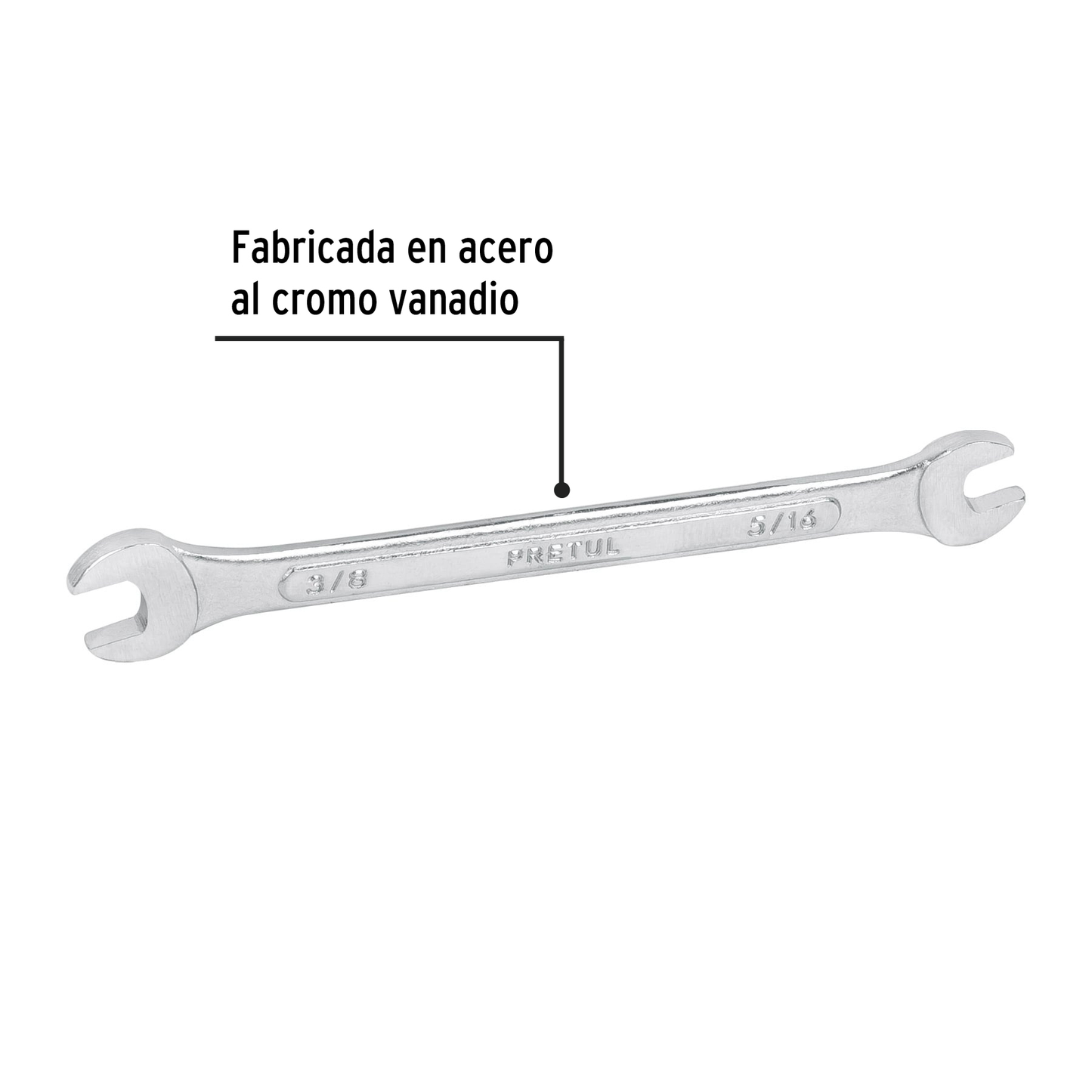 Llave española, 5/16 x 3/8" x 140 mm, pretul