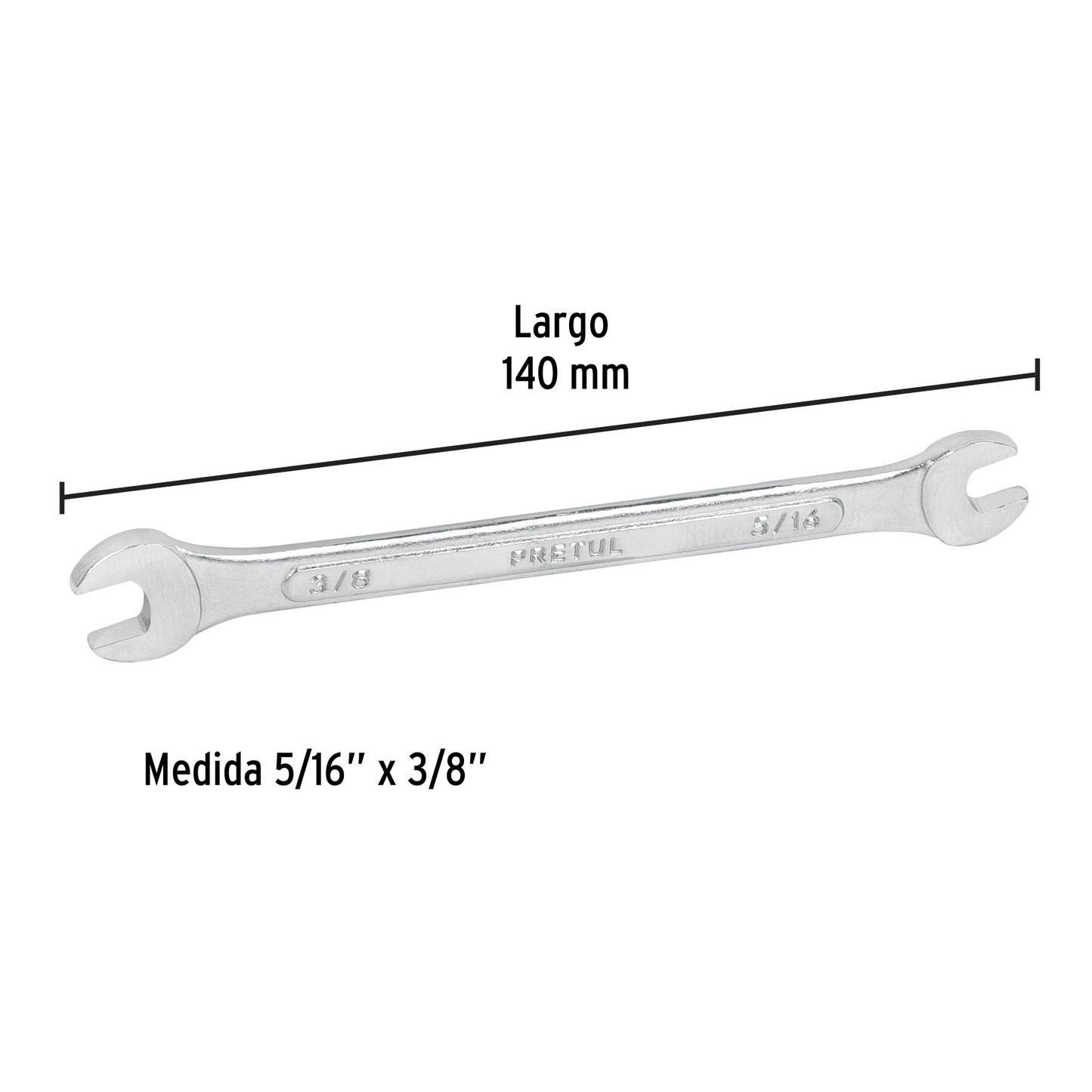 Llave española, 5/16 x 3/8" x 140 mm, pretul