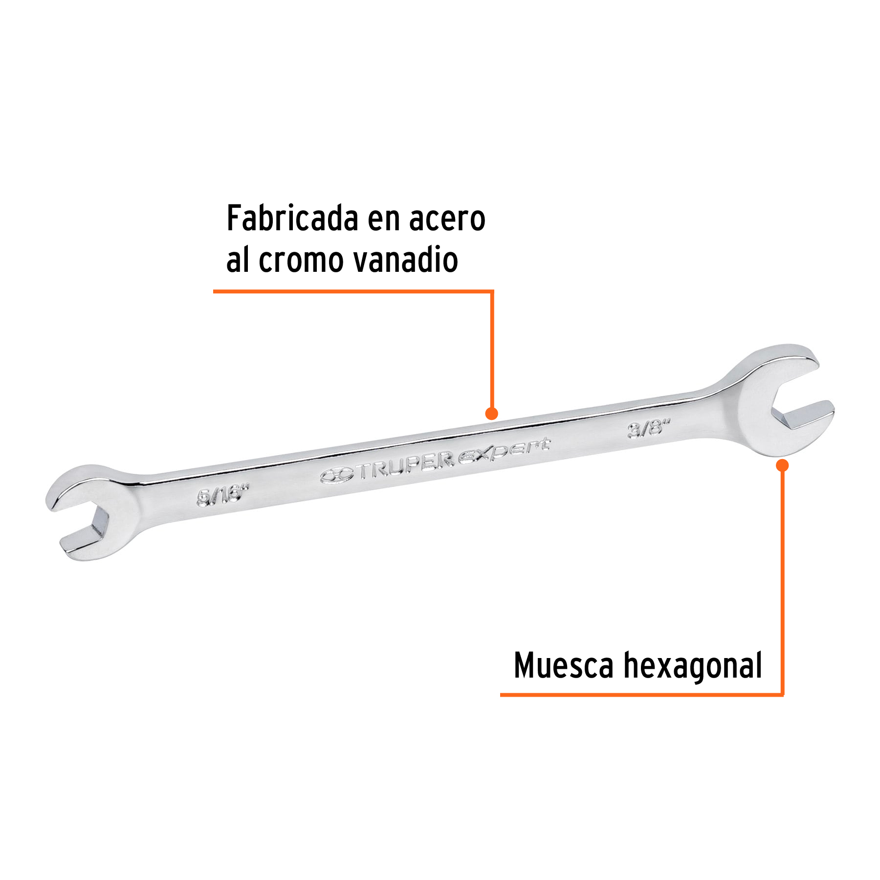 Llave española, 5/16 x 3/8" x 117 mm