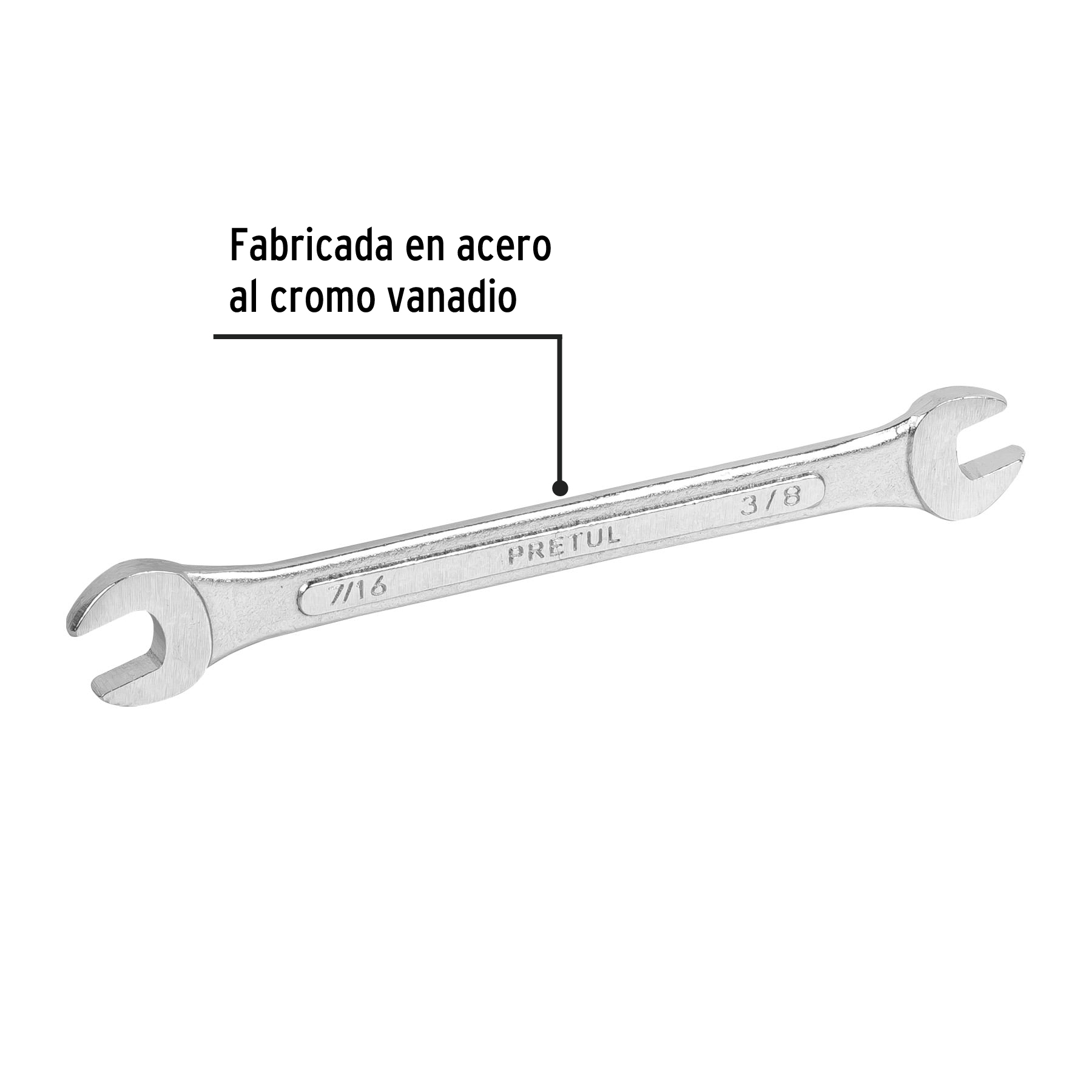 Llave española, 3/8 x 7/16" x 157 mm, pretul