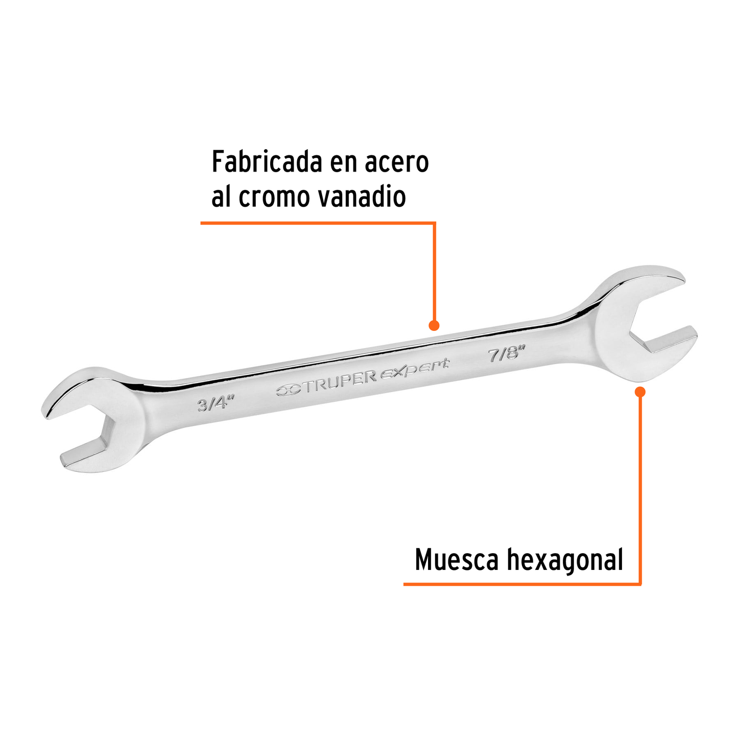 Llave española, 3/4 x 7/8" x 212 mm